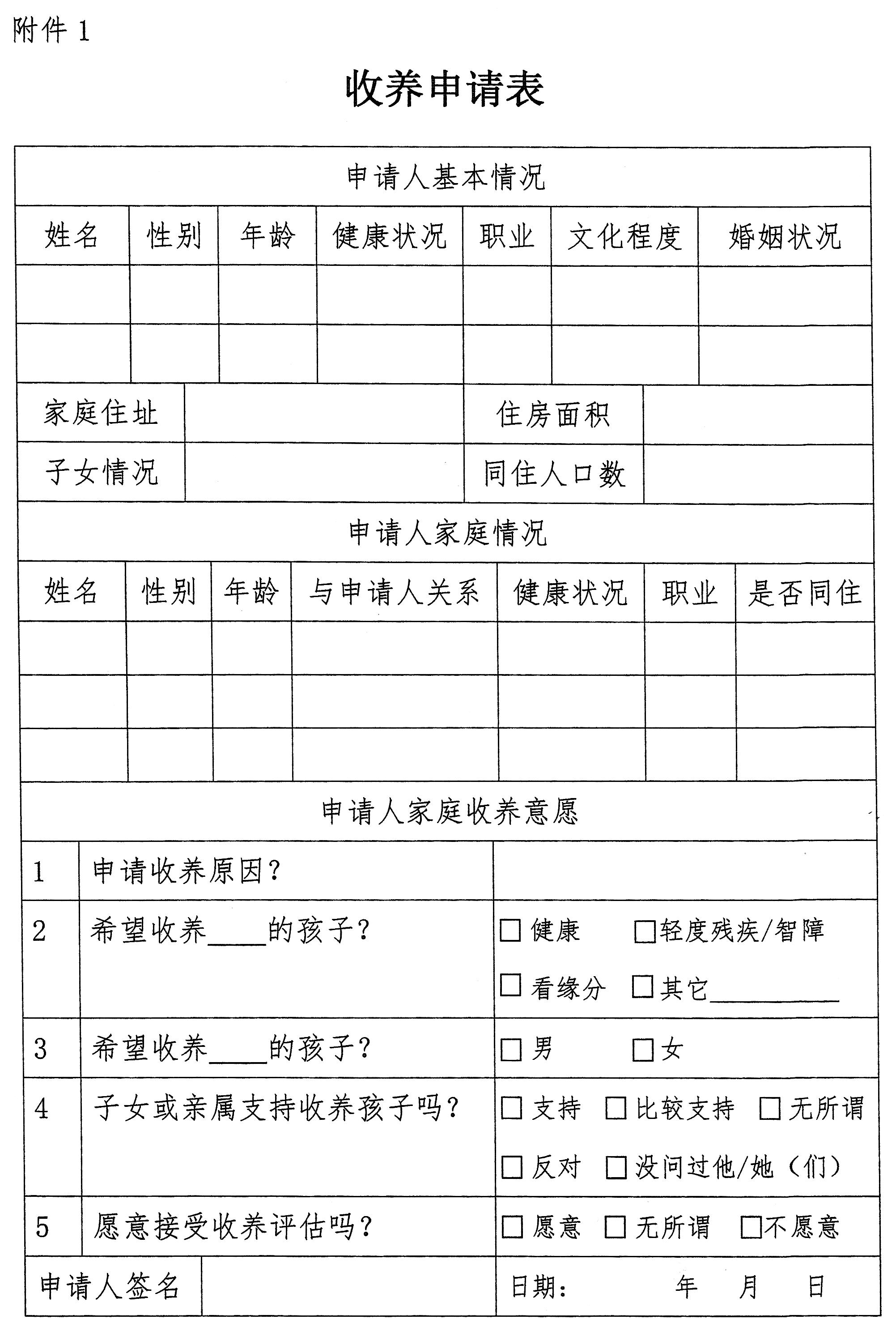 收养申请人个人授权书 5.收养能力评估报告 6.融合期间委托监护协议 7.融合情况调查报告 8.收养