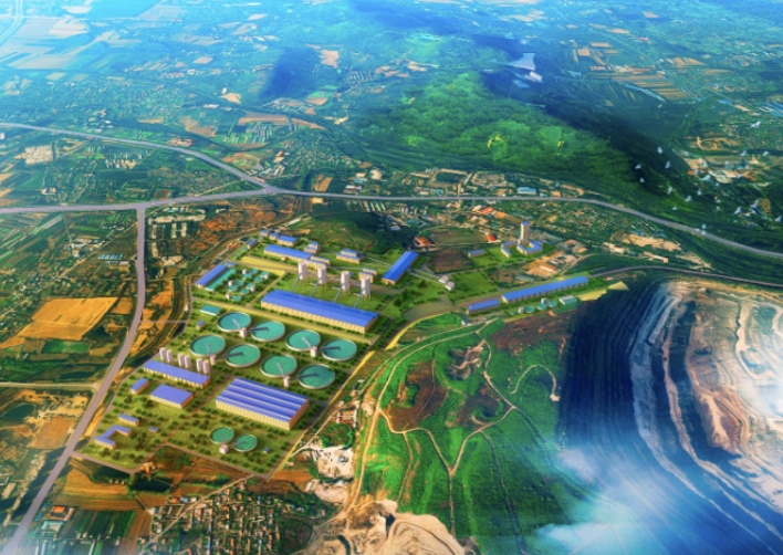图为西鞍山铁矿矿区建成后的效果图。图片来源：新华社